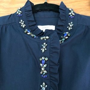 J. Crew Tilda Sleeveless Jeweled Ruffled Top